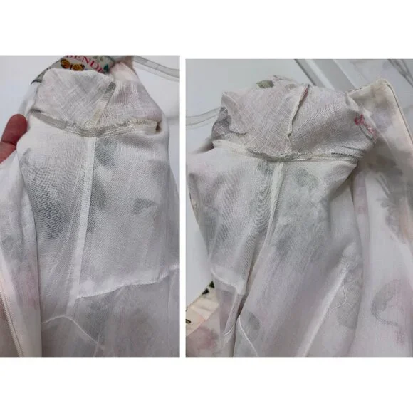 Agua Bendita Pomelo Frutas Mini Dress Linen White Fruit Floral Print XL - Picture 15 of 16